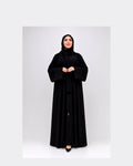 Luxury Silk Abaya – Rich Jet Black with Timeless Elegance